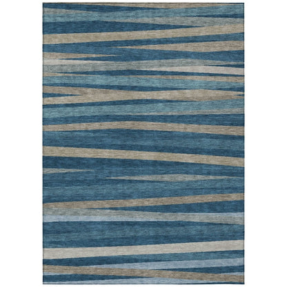 LOOMLAN Rugs Liora Blue Washable Indoor-Outdoor Rug