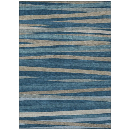 LOOMLAN Rugs Liora Blue Washable Indoor-Outdoor Rug