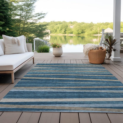 LOOMLAN Rugs Liora Blue Washable Indoor-Outdoor Rug