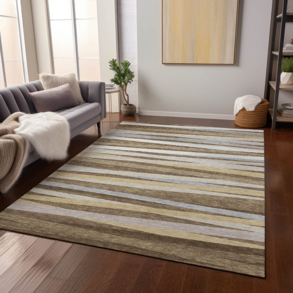 LOOMLAN Rugs Liora Brown Washable Indoor-Outdoor Rug