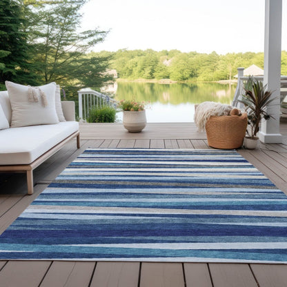 LOOMLAN Rugs Liora Navy Washable Indoor-Outdoor Rug