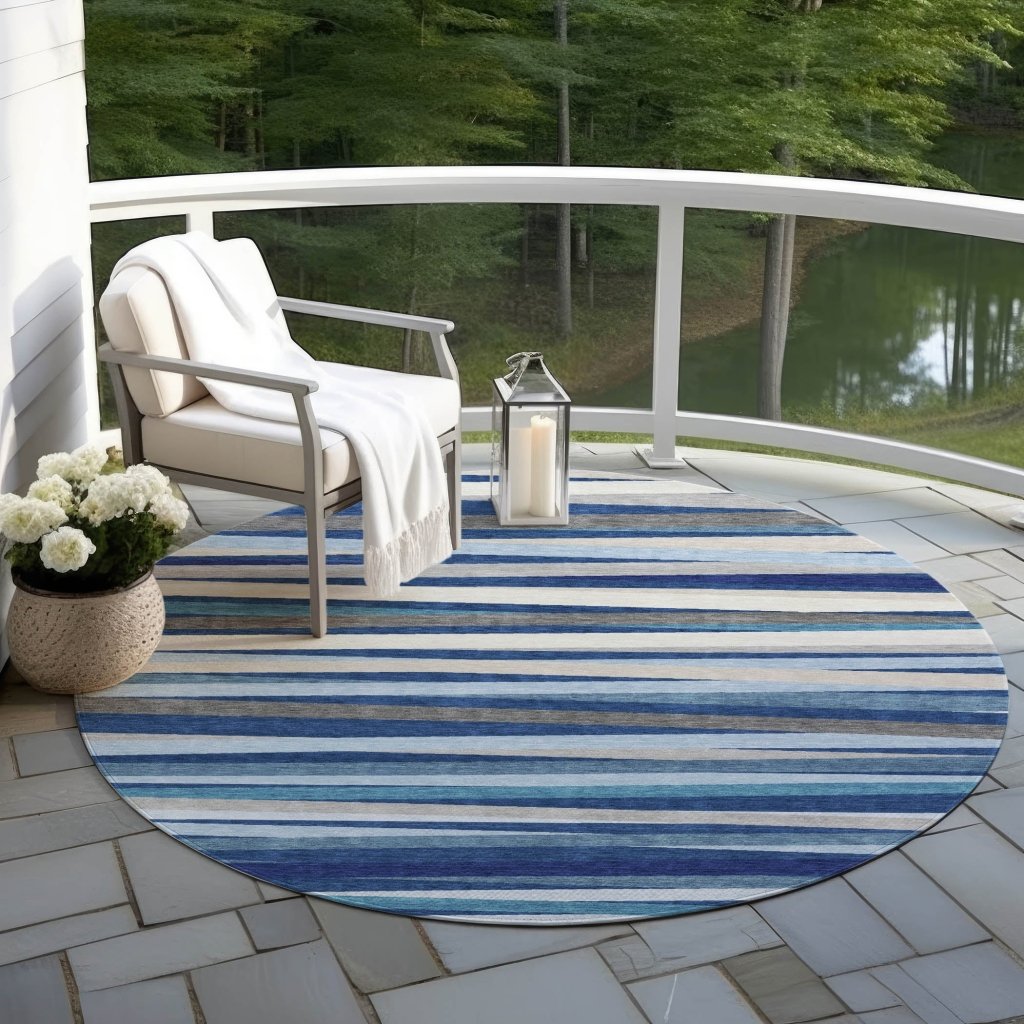 LOOMLAN Rugs Liora Navy Washable Indoor-Outdoor Rug