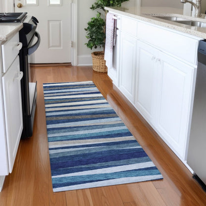 LOOMLAN Rugs Liora Navy Washable Indoor-Outdoor Rug