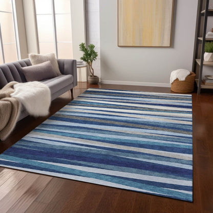 LOOMLAN Rugs Liora Navy Washable Indoor-Outdoor Rug