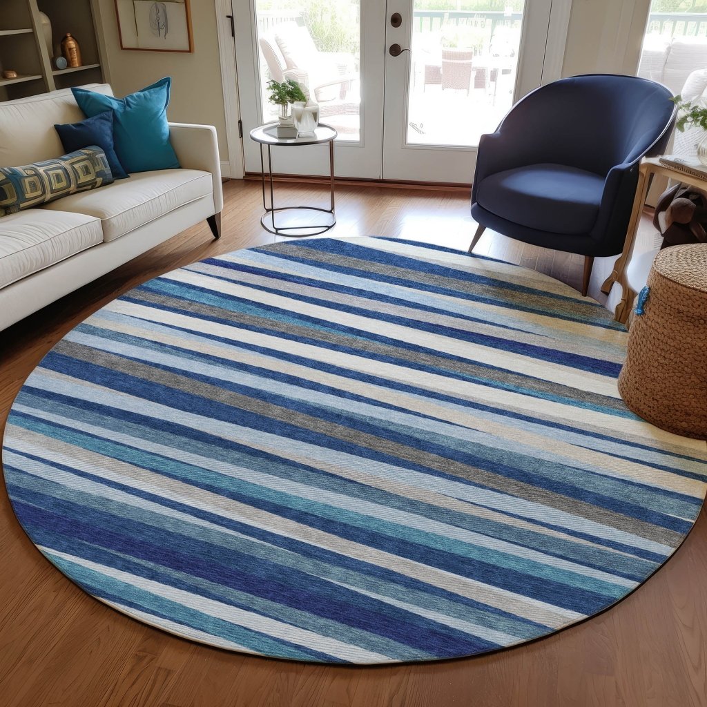 LOOMLAN Rugs Liora Navy Washable Indoor-Outdoor Rug