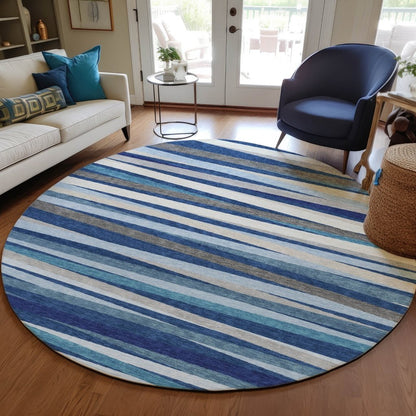 LOOMLAN Rugs Liora Navy Washable Indoor-Outdoor Rug