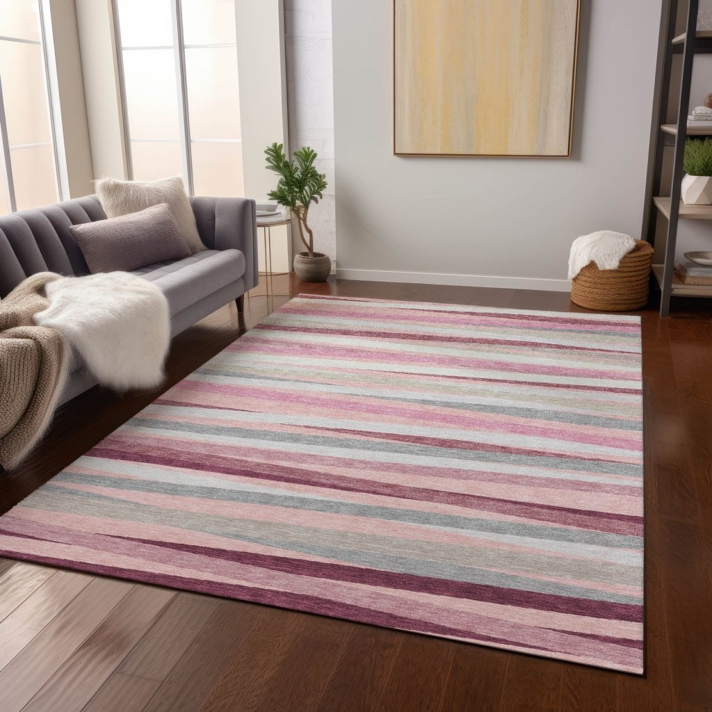 LOOMLAN Rugs Liora Pink Washable Indoor-Outdoor Rug
