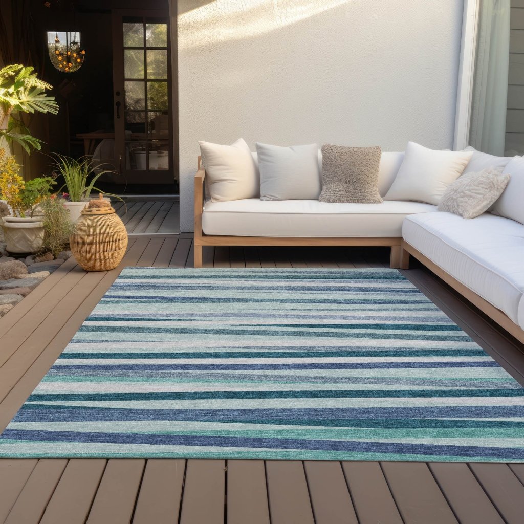 LOOMLAN Rugs Liora Teal Washable Indoor-Outdoor Rug