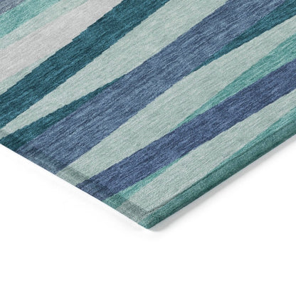 LOOMLAN Rugs Liora Teal Washable Indoor-Outdoor Rug