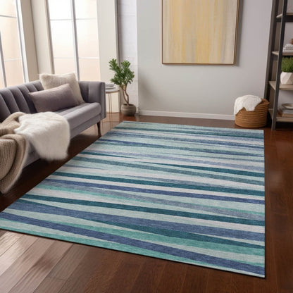 LOOMLAN Rugs Liora Teal Washable Indoor-Outdoor Rug