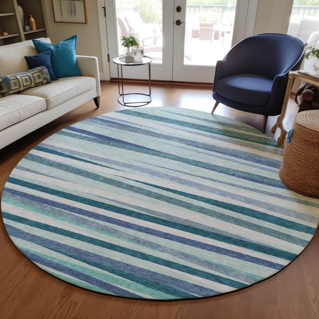 LOOMLAN Rugs Liora Teal Washable Indoor-Outdoor Rug