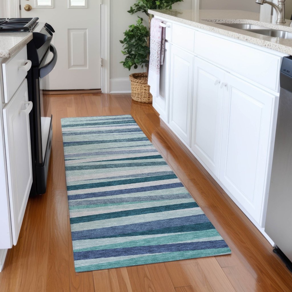LOOMLAN Rugs Liora Teal Washable Indoor-Outdoor Rug
