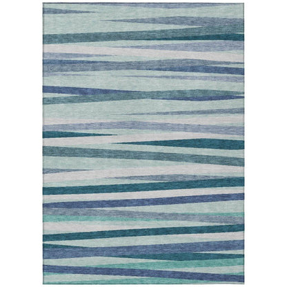 LOOMLAN Rugs Liora Teal Washable Indoor-Outdoor Rug