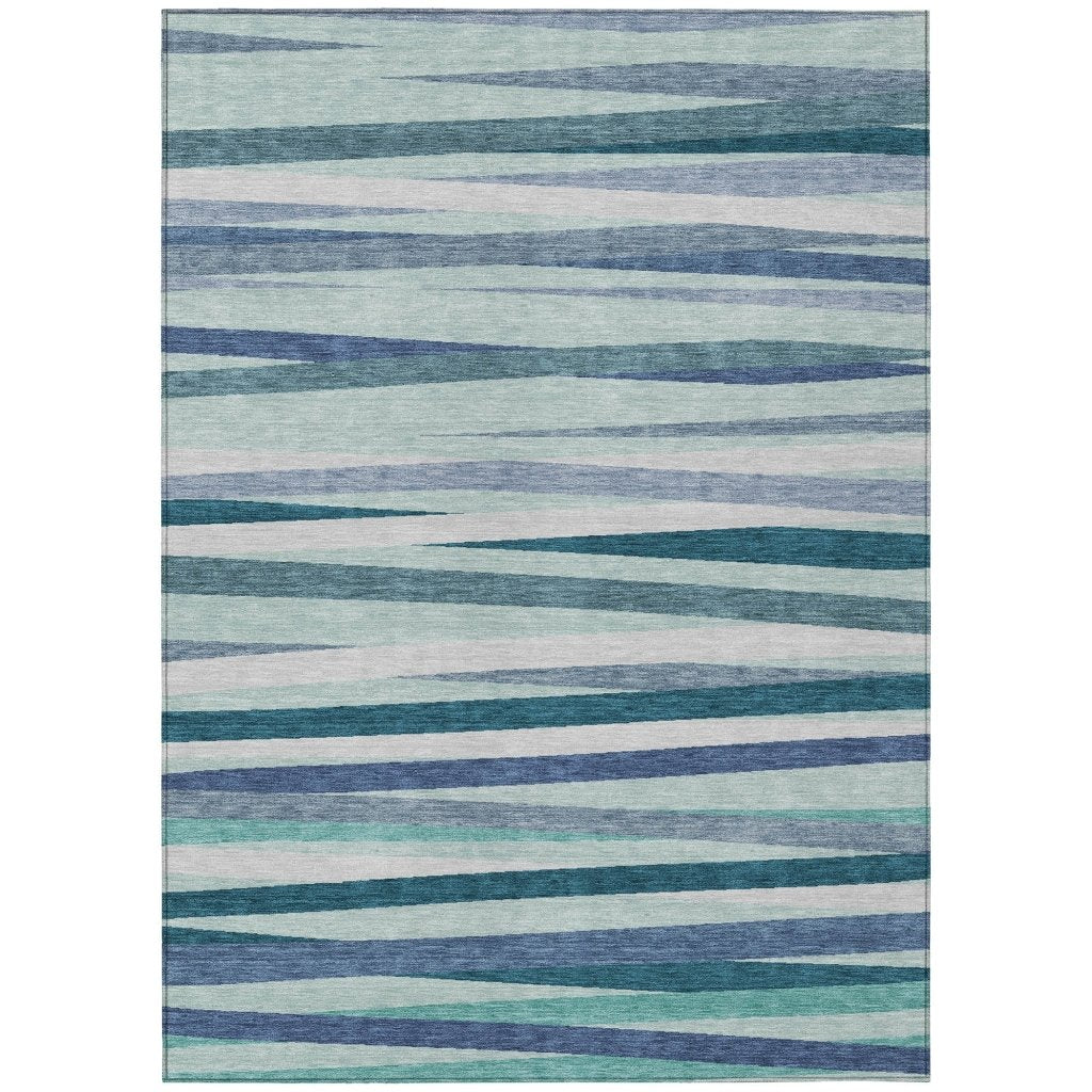 LOOMLAN Rugs Liora Teal Washable Indoor-Outdoor Rug