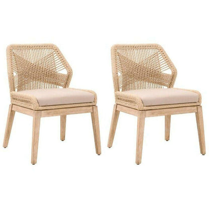 Loom Dining Chair, Set of 2 Sand Rope, Light Gray, Natural Gray Mahogany - Sideboards and Things Accents_Natural, Back Type_Full Back, Back Type_With Back, Brand_Essentials For Living, Color_Beige, Color_Natural, Color_Tan, Finish_Distressed, Legs Material_Wood, Materials_Rope, Number of Pieces_2PC Set, Product Type_Dining Height, Shape_Armless, Upholstery Type_Fabric Blend, Upholstery Type_Rope, Wood Species_Mahogany