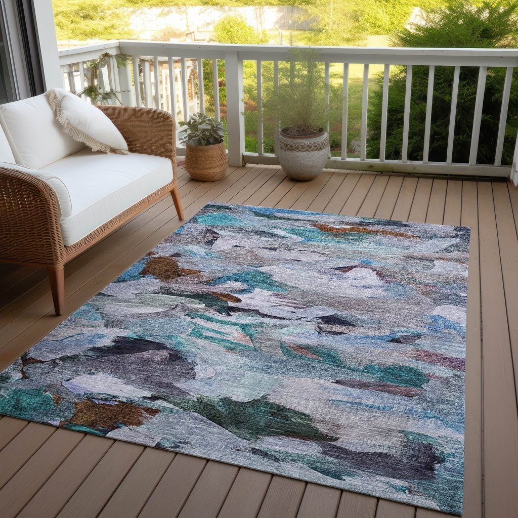 LOOMLAN Rugs Loomari Blue Washable Indoor-Outdoor Rug