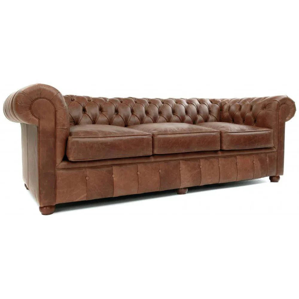 Uptown Sebastian Kadet Caramel Leather Chesterfield Sofa Made to Order