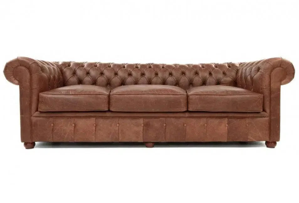 Uptown Sebastian Kadet Caramel Leather Chesterfield Sofa Made to Order