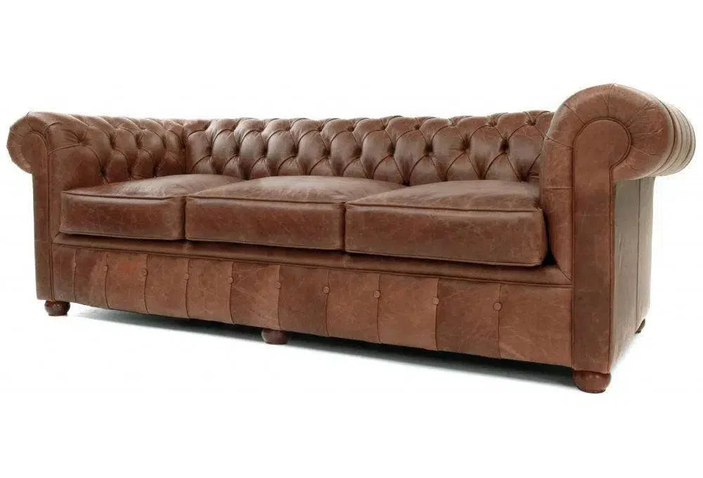 Uptown Sebastian Kadet Caramel Leather Chesterfield Sofa Made to Order