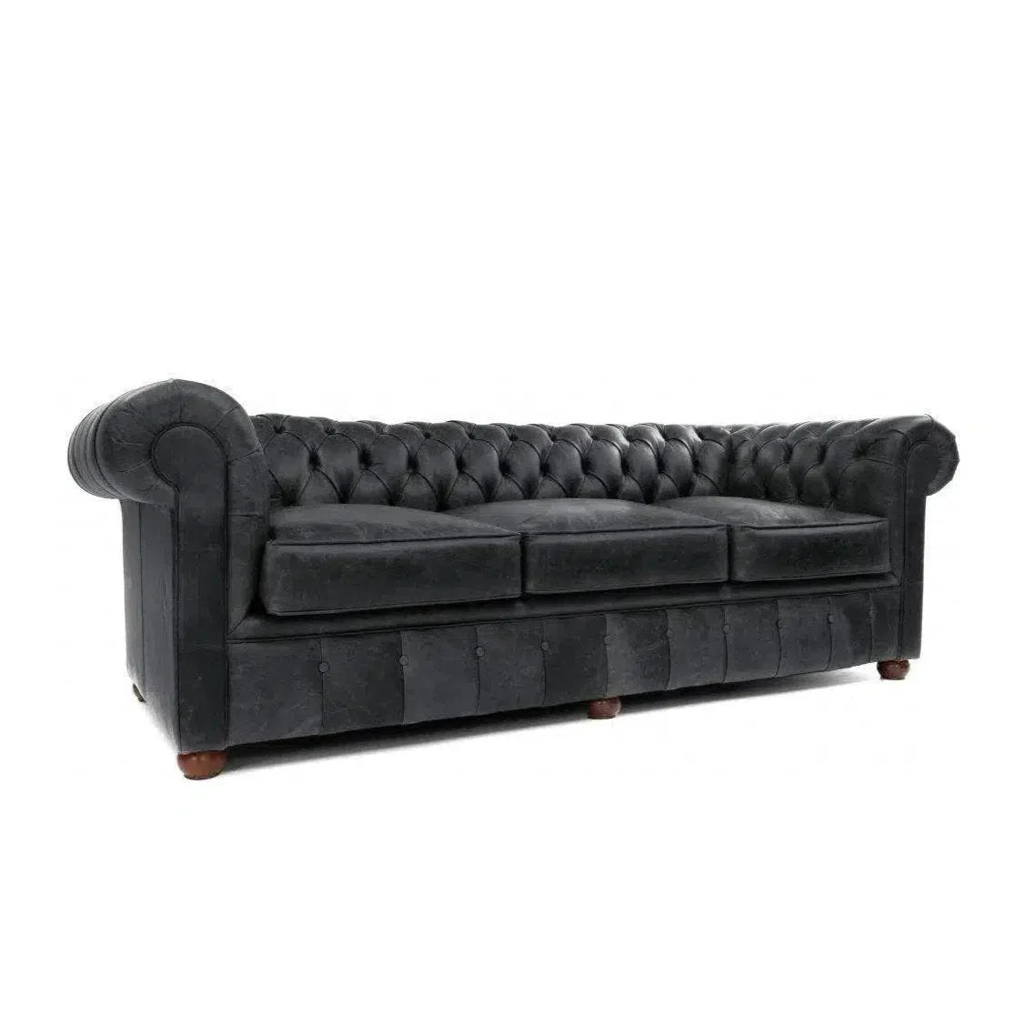 Roxy Black Chesterfield Leather Sofa Made to Order