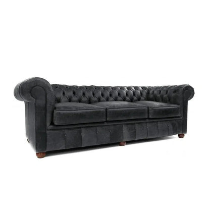 Roxy Black Chesterfield Leather Sofa Made to Order