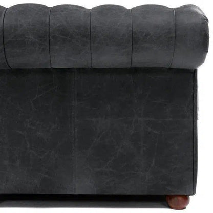 108" Vintage Black Chesterfield Leather Sofa Made to Order Sofas & Loveseats LOOMLAN By Uptown Sebastian
