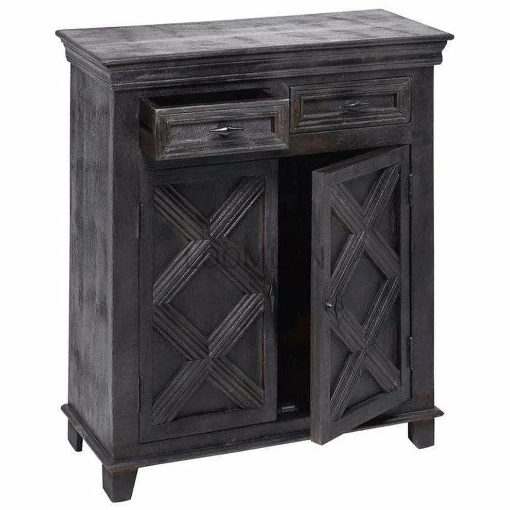 40" Black Rustic X Farmhouse Wood Cabinet With Drawers Accent Cabinets LOOMLAN By LOOMLAN