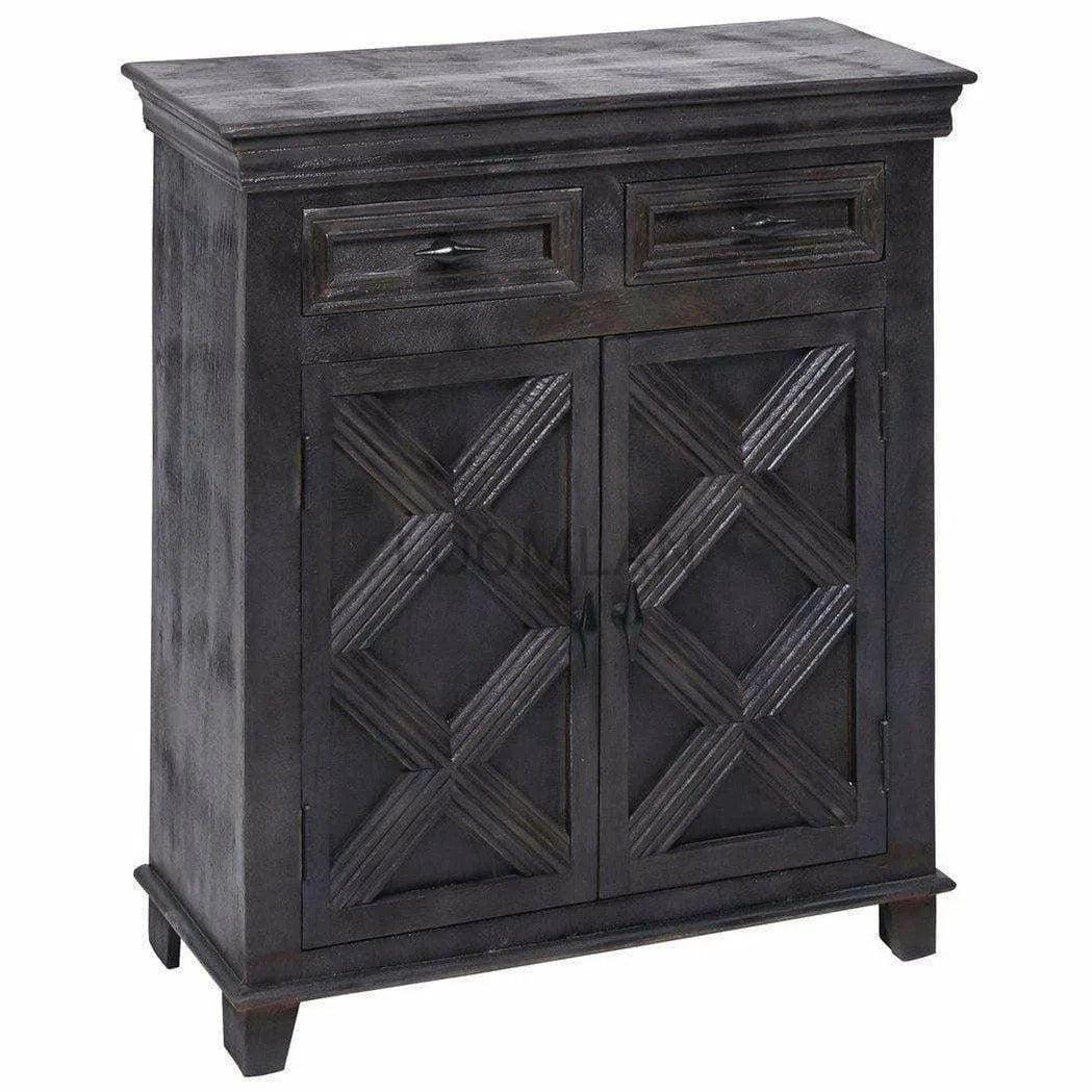 40" Black Rustic X Farmhouse Wood Cabinet With Drawers Accent Cabinets LOOMLAN By LOOMLAN