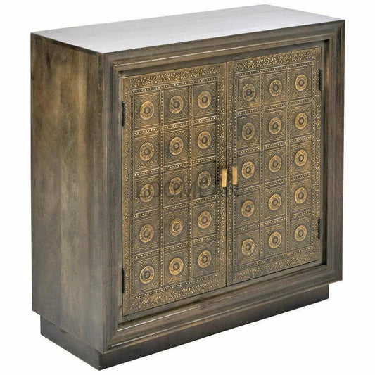 LOOMLAN Brass Over Wood Accent Cabinet