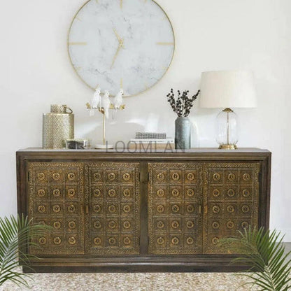 LOOMLAN Brass Over Wood Accent Cabinet