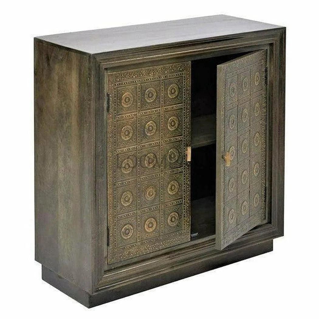 LOOMLAN Brass Over Wood Accent Cabinet
