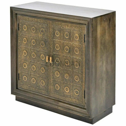 LOOMLAN Brass Over Wood Accent Cabinet