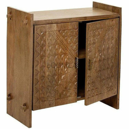 40" Carved Wood Diamond Pattern Accent Cabinet Storage Accent Cabinets LOOMLAN By LOOMLAN