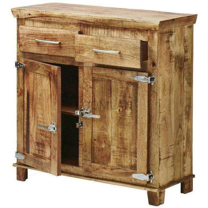 40" Reclaimed Wood Rustic Sideboard Cabinet 2 Doors Icebox Lock Accent Cabinets LOOMLAN By LOOMLAN