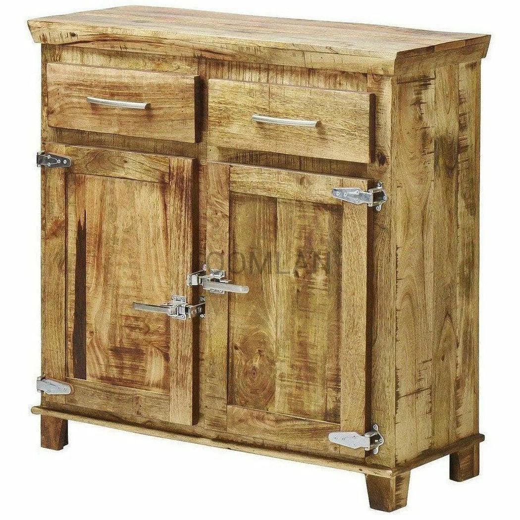 40" Reclaimed Wood Rustic Sideboard Cabinet 2 Doors Icebox Lock Accent Cabinets LOOMLAN By LOOMLAN