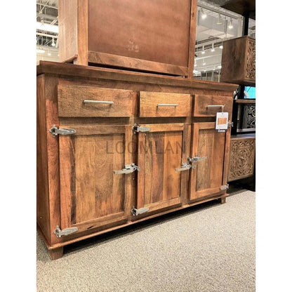 40" Reclaimed Wood Rustic Sideboard Cabinet 2 Doors Icebox Lock Accent Cabinets LOOMLAN By LOOMLAN