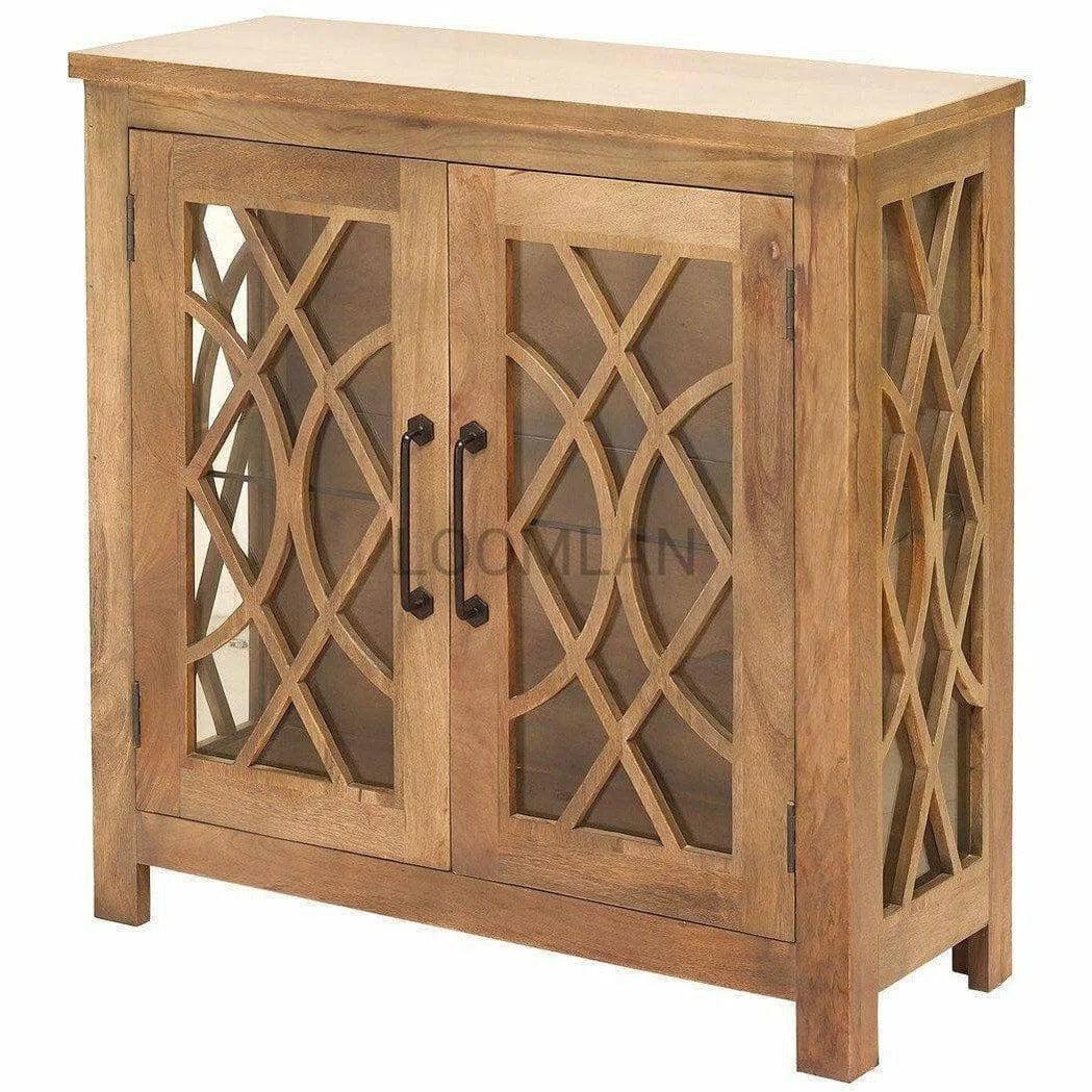40" Slim Curio Cabinet With Trellis Glass Doors and Sides Accent Cabinets LOOMLAN By LOOMLAN