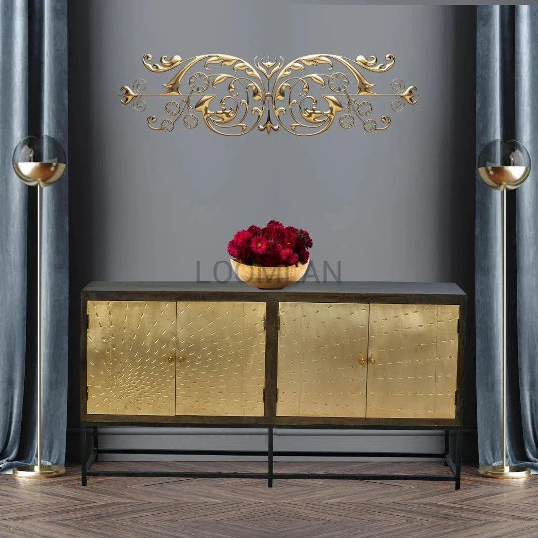 40" Square Accent Cabinet Brass (Gold) Doors Handmade Pattern Accent Cabinets LOOMLAN By LOOMLAN