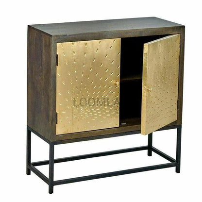 40" Square Accent Cabinet Brass (Gold) Doors Handmade Pattern Accent Cabinets LOOMLAN By LOOMLAN