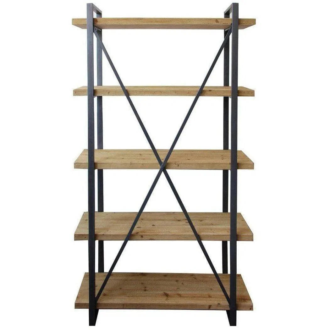 47 Inch 5 Level Shelf Natural Rustic Etageres LOOMLAN By Moe's Home