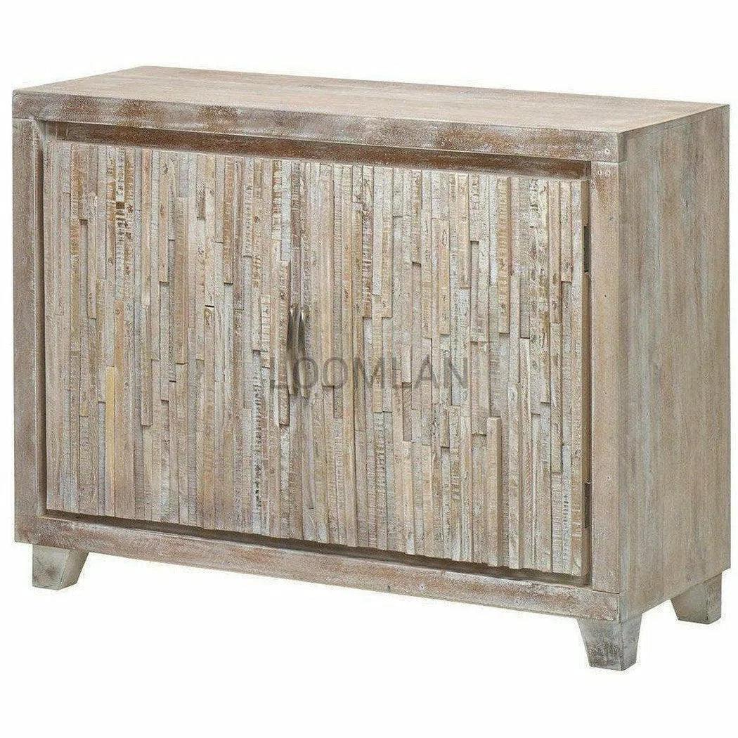 48" Distressed White Stacked Planks Wood Accent Cabinet Accent Cabinets LOOMLAN By LOOMLAN