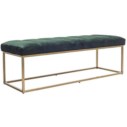 59 Inch Bench Dark Green Velvet Retro Bedroom Benches LOOMLAN By Moe's Home