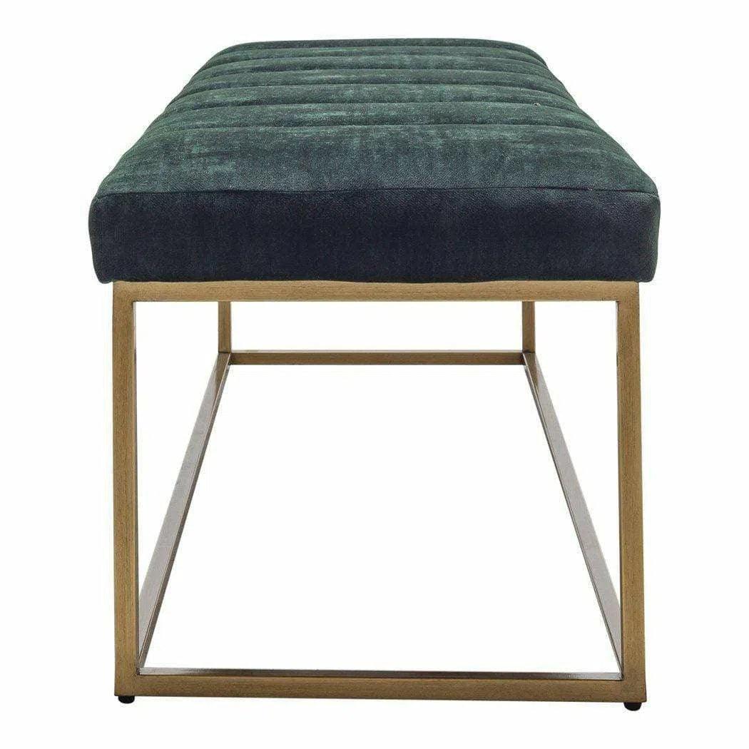 59 Inch Bench Dark Green Velvet Retro Bedroom Benches LOOMLAN By Moe's Home