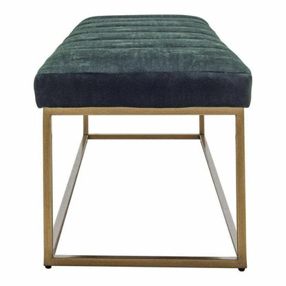 59 Inch Bench Dark Green Velvet Retro Bedroom Benches LOOMLAN By Moe's Home