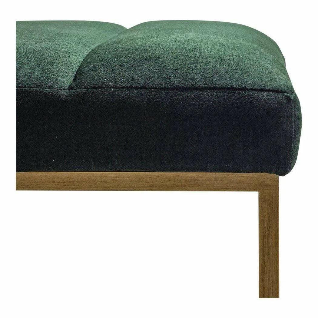 59 Inch Bench Dark Green Velvet Retro Bedroom Benches LOOMLAN By Moe's Home