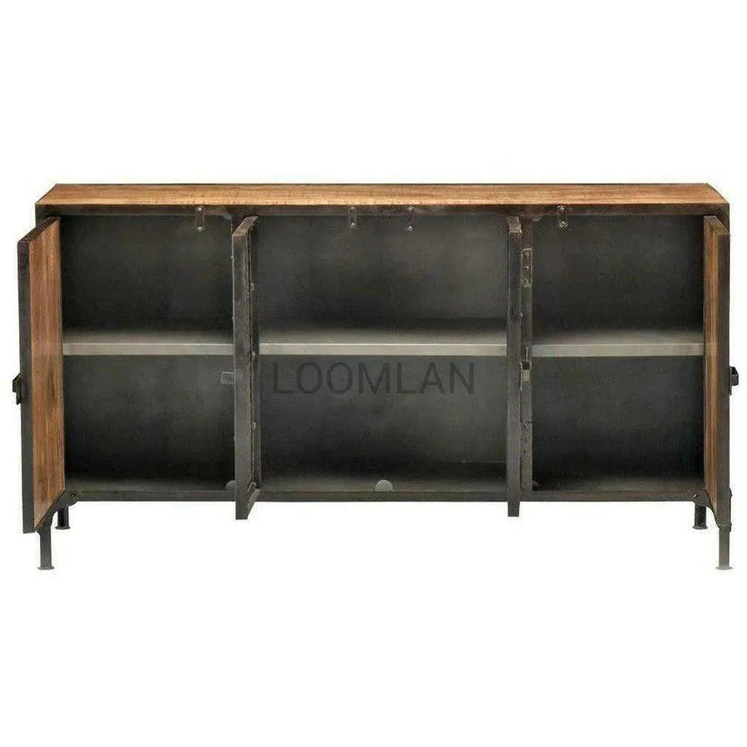 60" Reclaimed Wood Industrial Sideboard Buffet Sideboards LOOMLAN By LOOMLAN