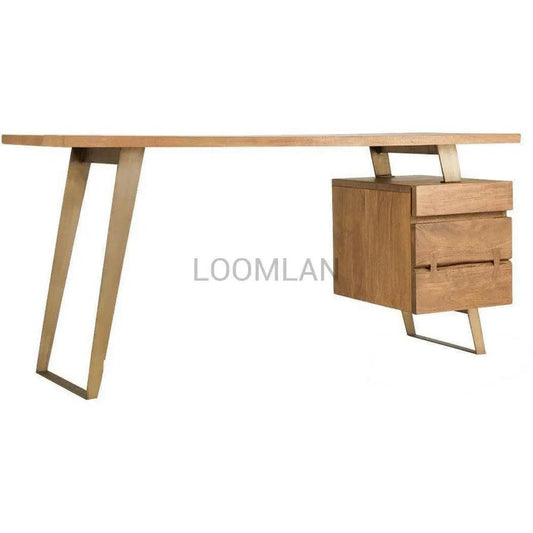 64" Live Edge Home Office Desk Built-In File Cabinet Home Office Desks LOOMLAN By LOOMLAN