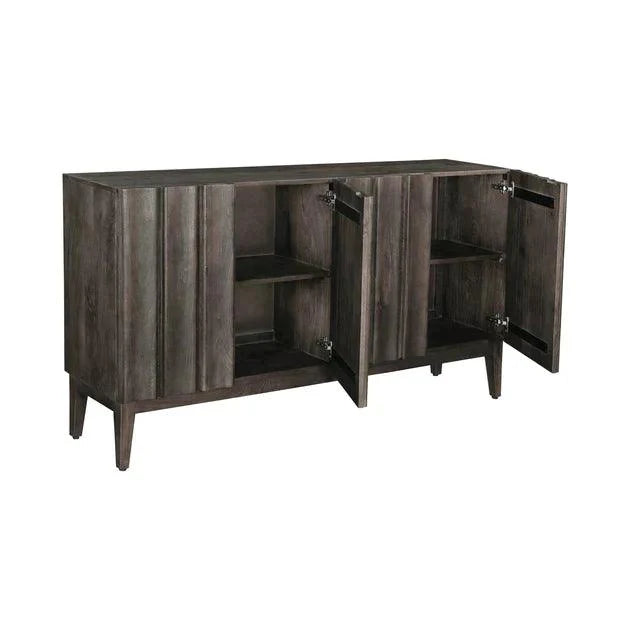 70" Brown Carved Vertical Sideboard for Dining Room Mid Century Sideboards LOOMLAN By LH Imports