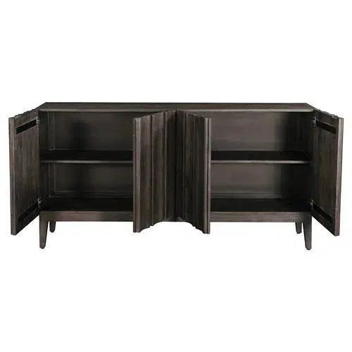 70" Brown Carved Vertical Sideboard for Dining Room Mid Century Sideboards LOOMLAN By LH Imports