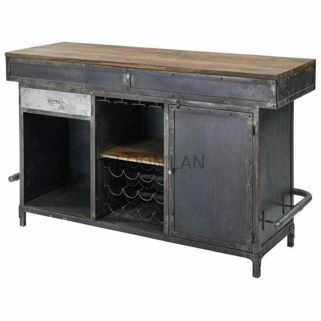 70"Industrial Home Bar Island Counter Top Cabinet Home Bar Islands LOOMLAN By LOOMLAN